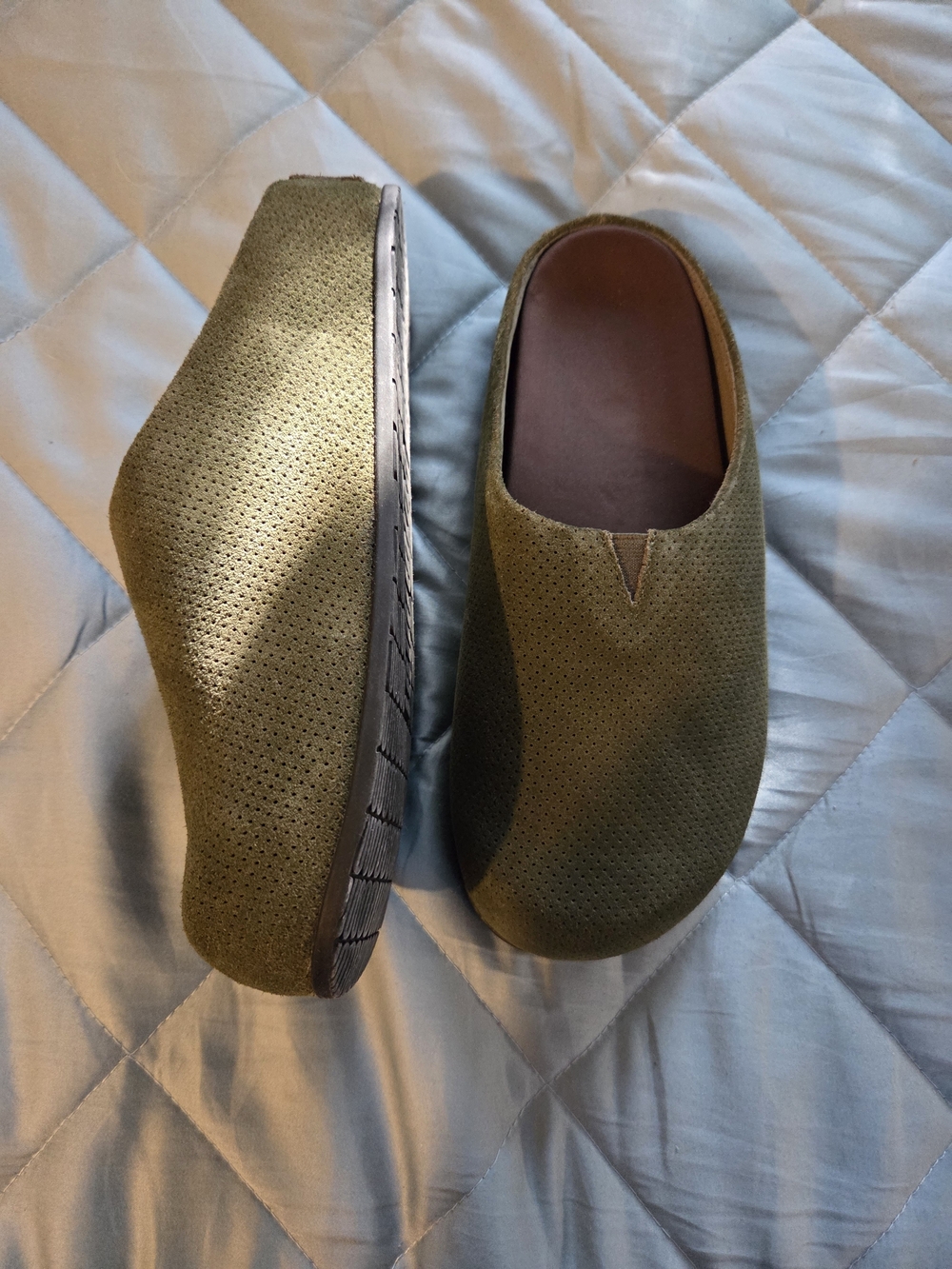 Commbi Sage Green Suede Lily Slip-On Clog - Picture 2 of 5